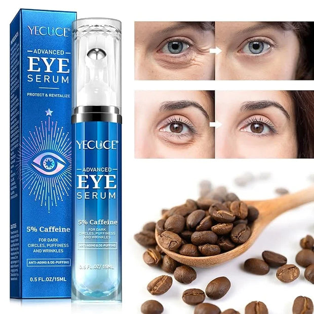 Eye Serum for Dark Circles and Puffiness, Under Eye Serum with 5% Caffeine Anti Aging Smooths fine lines and wrinkle appea...