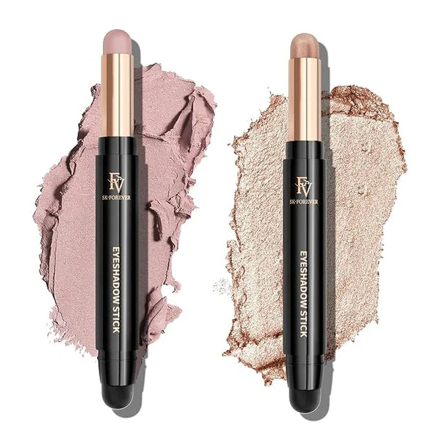 FV Waterproof Eyeshadow Stick Duo,Long-Lasting Cream Eye Shadow Makeup Sets, High Pigmented Eyeshadow Pencil with Matte & ...