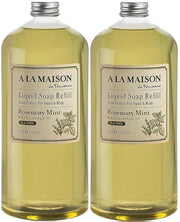 A LA MAISON French Liquid Hand Soap Refill, Rosemary Mint - Natural Hand Wash Made with Essential Oils - Biodegradable, Pl...