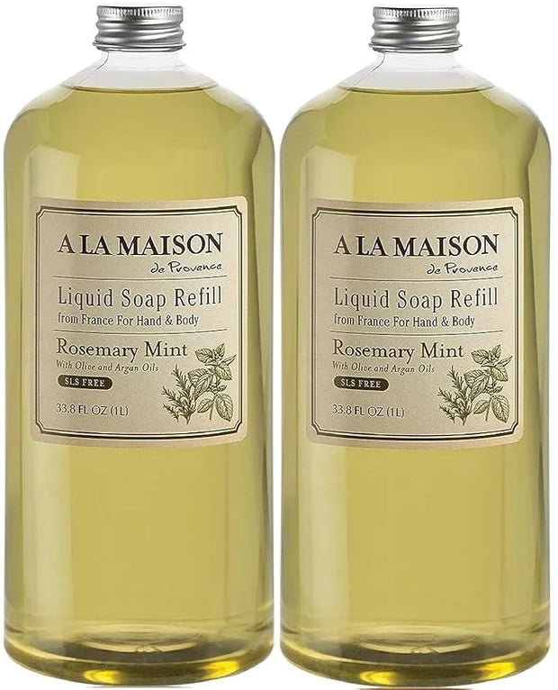A LA MAISON French Liquid Hand Soap Refill, Rosemary Mint - Natural Hand Wash Made with Essential Oils - Biodegradable, Pl...