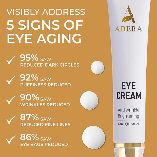 ABERA Natural Repair Eye Cream with Set 15 Eye Masks, Minimizes Under Eye Bags & Dark Circles, Reduce Puffiness, Wrinkles ...