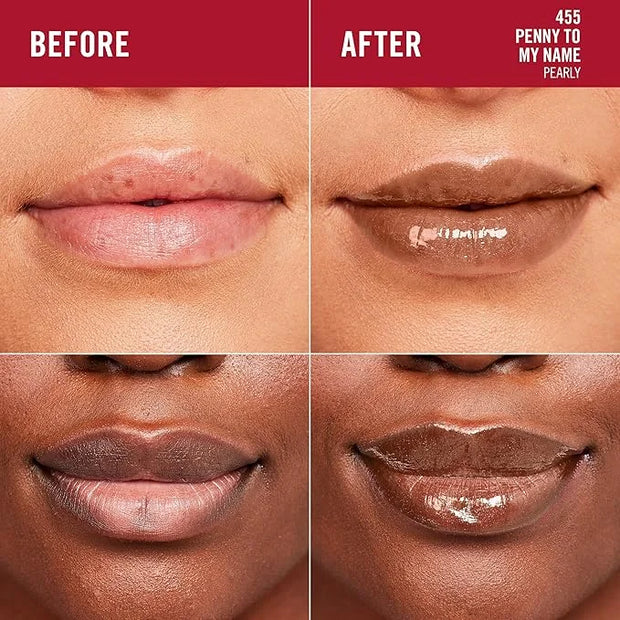 Rimmel London Stay Glossy, 455 Penny To My Name, Lip Gloss, Non-Sticky, Color and Shine, Up To 6-Hour Wear, Precise Applic...