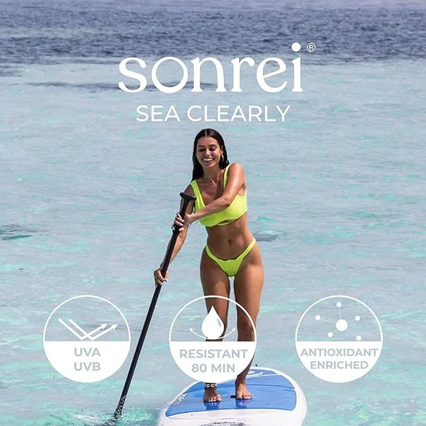 Sonrei Sea Clearly® Organic Mist Sunscreen | SPF 50, Broad Spectrum, Water-Resistant | Vegan, Non-Greasy | Ideal for Face ...