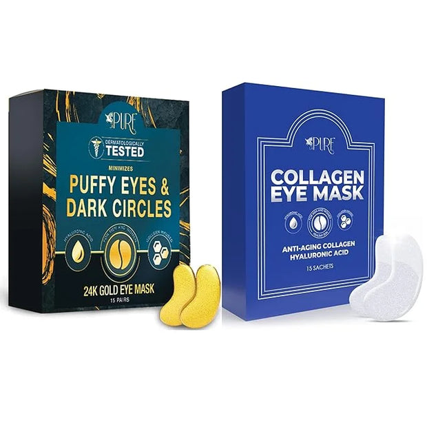 Untilmate Refresh Under Eye Mask Bundle - 24K Gold + Hyaluronic Acid 30 Mask Pairs High Collagen Skincare Brightening Ligh...