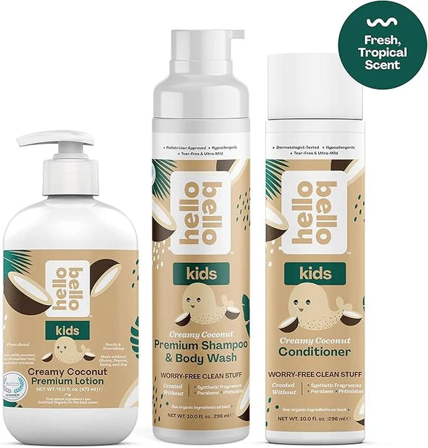 Hello Bello Kid's Conditioner - Hypoallergenic, pH-Balanced & Dermatologist-Tested - Thoughtful Ingredients - Coconut, 10 ...