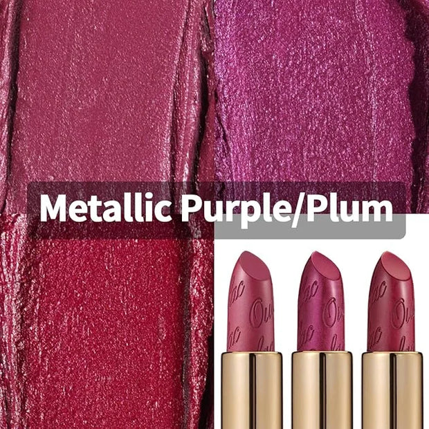 Oulac Metallic Lipstick Set- Dark Lipcolor with Moisturizing Formula, Vegan Beauty, Full-Coverage Lip Color, Christmas Gif...