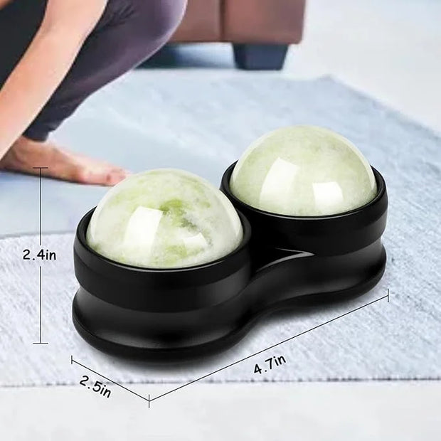 Jade Eye Mask&Weighted Roller Massage Ball - Double Ball Massage Tool for Reliefs Muscle Pain - Product Image