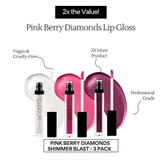 Pack of 3 Shimmer Lip Gloss for Girls & Women - Lip Glosses 2.1 FL Oz Total (0.7 FL Oz Each) - High Shine Lip Gloss - Crue...
