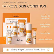 Turmeric Vitamin C Skin Care Set,5 Piece Gentle Skin - Turmeric Cleanser,Toner,Serum,Eye Cream,Moisturizer,to Cleanses, So...