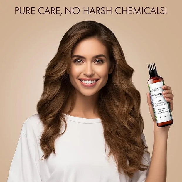 Majestic Pure 100% Pure Rosemary Oil with Biotin for Hair Care, Strengthening, Nourishing, and Volumizing Formula with Joj...