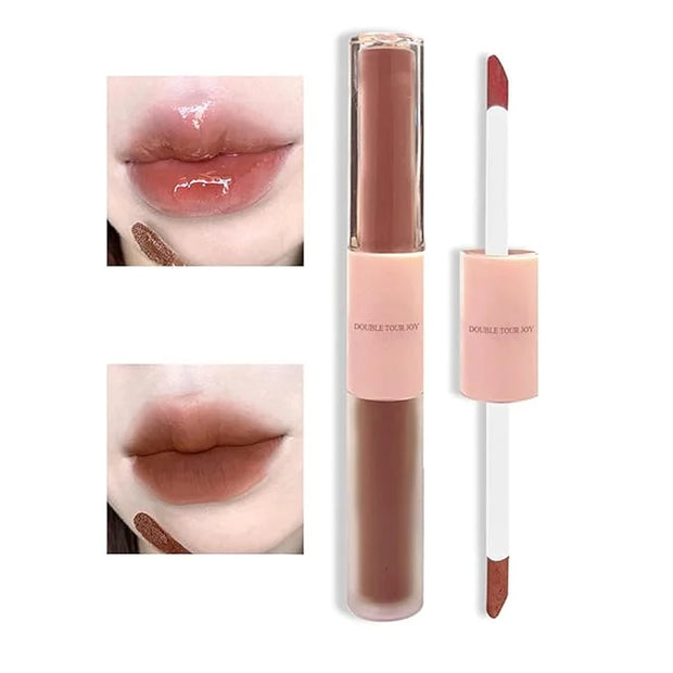 KWOLYKIM 2 In 1 Double Mirror And Matte Lip Gloss, Hydrating Lip Gloss with Essential oil, Liquid Shine Glossy Lip Tint, H...