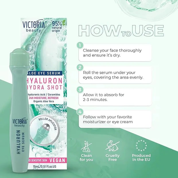 Hyaluronic Eye Roll-On Cooling, Eye Serum Against Wrinkles and Dark Circles - Product Image