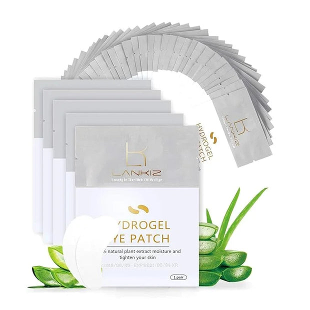 LANKIZ 100 Pairs Under Eye Gel Pads for Lash Extensions, 100% Natural Plant Extract, Collagen Hydrogel, Lint-Free, Moistur...