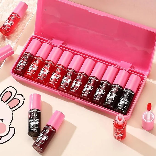 Eakroo 10 Colors Lip Tint Stain Set, Korean Lip Gloss Watery Lip Stain Moisturizing Mini Liquid Lipstick Set, Multi-Use Li...