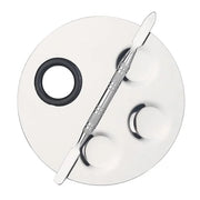 1 Set Round Stainless Steel 3-Well Cosmetic Makeup