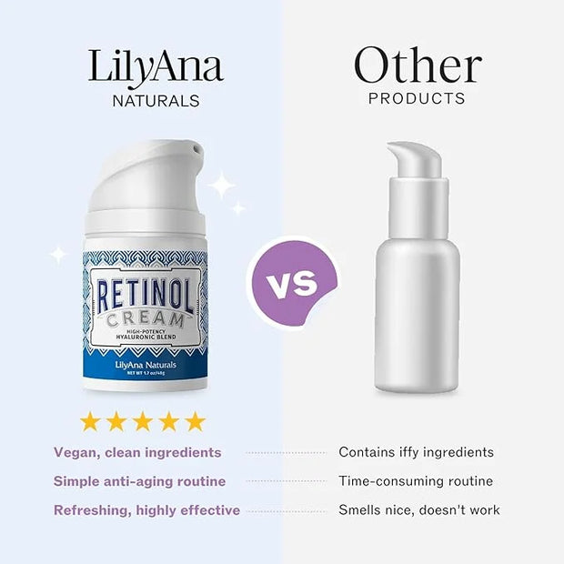 LilyAna Naturals Anti Aging Retinol Face Cream for Women – Wrinkle & Neck Cream for Firming, Retinol Moisturizer for Face ...