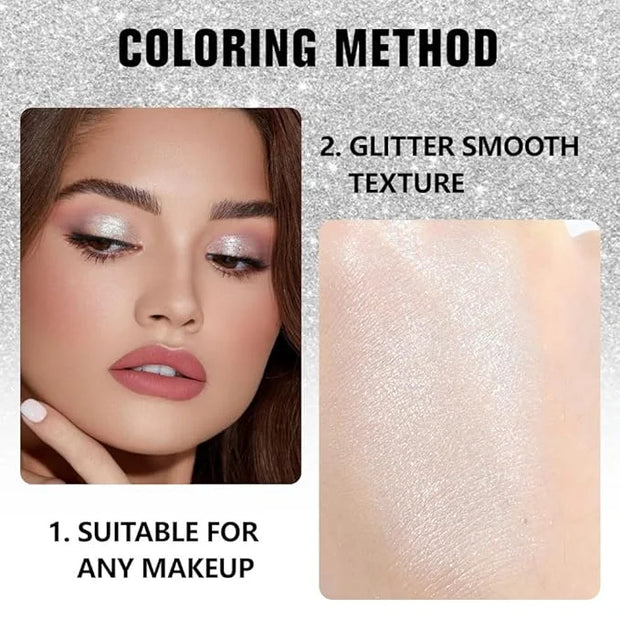 Kaely Pressed Single Eyeshadow Makeup, Pearl White Glitter Highly Pigmented Monochrome Eye Shadow Palette, Waterproof Neut...