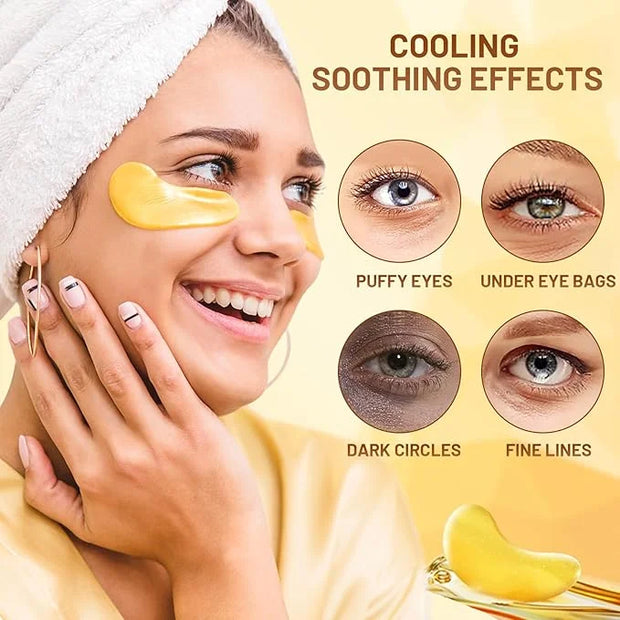 POSTA 24K Gold Eye Mask, 20 Pairs Eye Treatment Mask With Collagen, Under Eye Mask Treatment for Puffy Eyes, Dark Circles ...