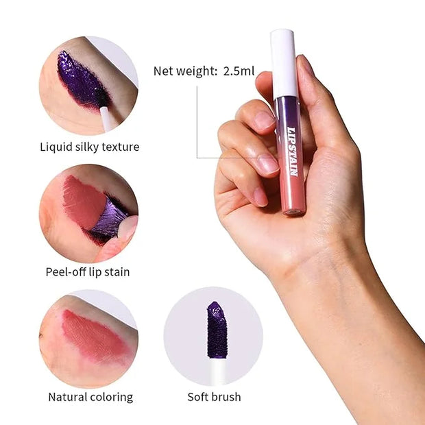 Peel Off Lip Liner Stain Set - 3 Colors Long-Lasting Peel Off Matte Lip Gloss,Matte Liquid Lipstick Nude Lip Gloss Waterpr...