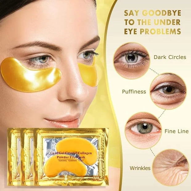MS Under Eye Mask, Hydrogel Eyepatch, Eyepad Crystal 24K Gold, Skincare Collagen Korean Eye Mask, Puffy Eyes, Wrinkles Gel...