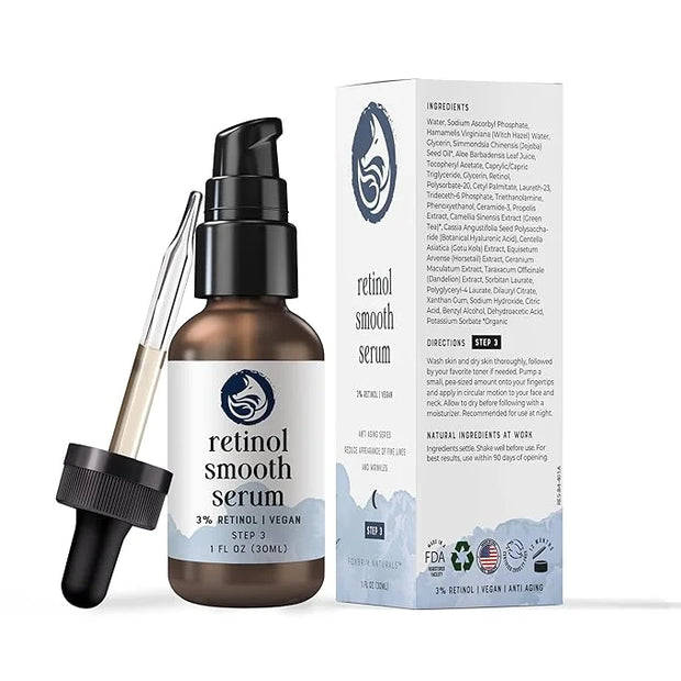 Retinol Face Serum - 3% Retinol - Anti Aging Night Serum - with Gotu Kola, Hyaluronic Acid, Horsetail Extract & Organic Jo...