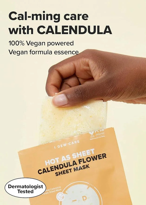 I DEW CARE Real Herb Calendula Sheet Face Mask - Hot As Sheet | Korean Face Masks Skincare, Moisturizing and Calming for D...