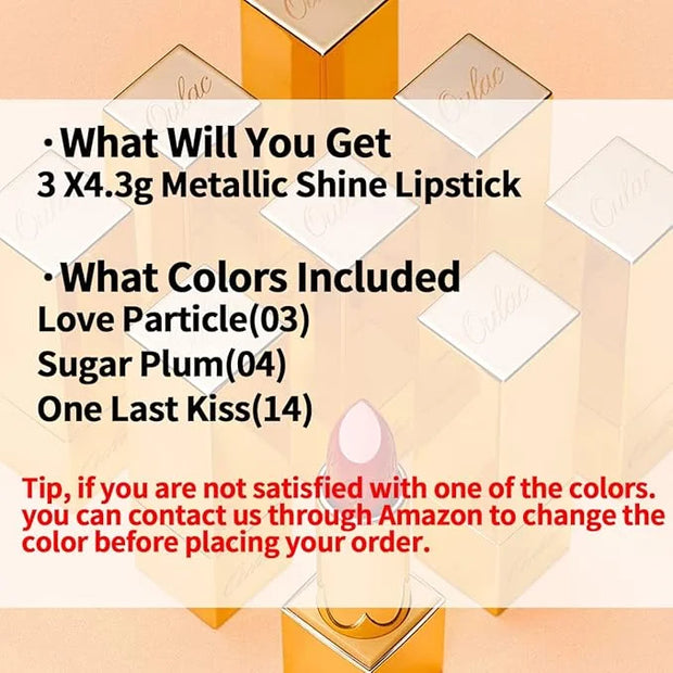Oulac Metallic Lipstick Set- Dark Lipcolor with Moisturizing Formula, Vegan Beauty, Full-Coverage Lip Color, Christmas Gif...