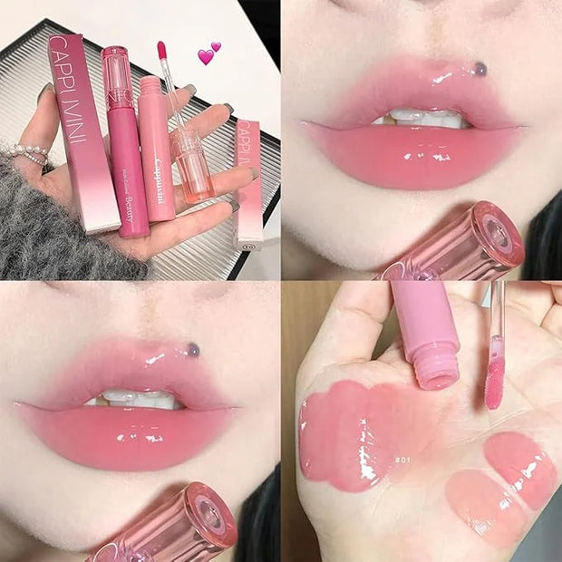 6 PCS Hydrating Plumping Lip Gloss Tinted Lip Balm Set,Mirror Liquid Water Glow Lipstick,Long Lasting Waterproof Moisturiz...