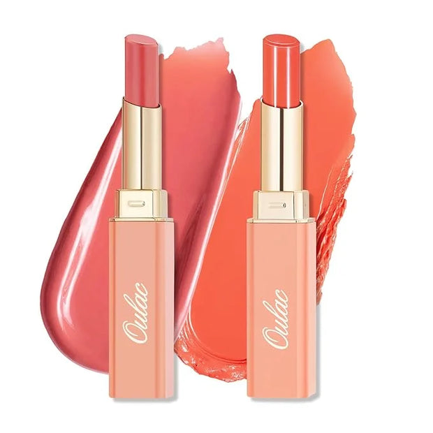 Oulac Moisturizing Shine Lipstick For Women Christmas Set 2PCS, 2 in 1 Tinted Lip Balm for Winter, Hydrated Juicy and Glos...