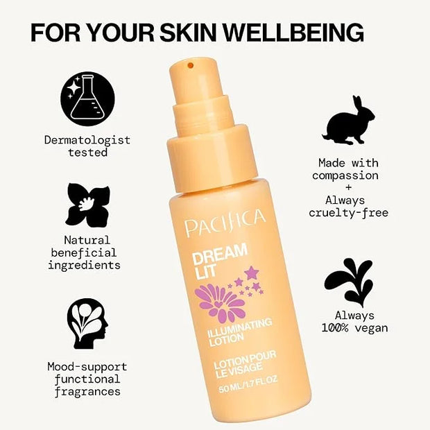 Pacifica Dreamlit Illuminating Facial Lotion – Vitamin C & Niacinamide Brightening Moisturizer for Radiant Glow - Natural ...