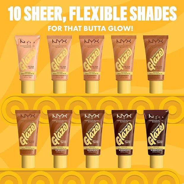 NYX PROFESSIONAL MAKEUP Buttermelt Glaze Soft Glow Skin Tint + SPF 30, Up To 12HR Wear, 02 Vanilla Bean Butta - Product Image