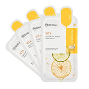 Mediheal Best Korean Sheet Mask - Vita Essential Face Mask 4 Sheets Vitamin Mask For All skin types Smoothing Tightening T...