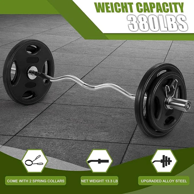 47" Olympic Barbell Curl Bar EZ Bar Strength 440-Pound Capacity - Product Image