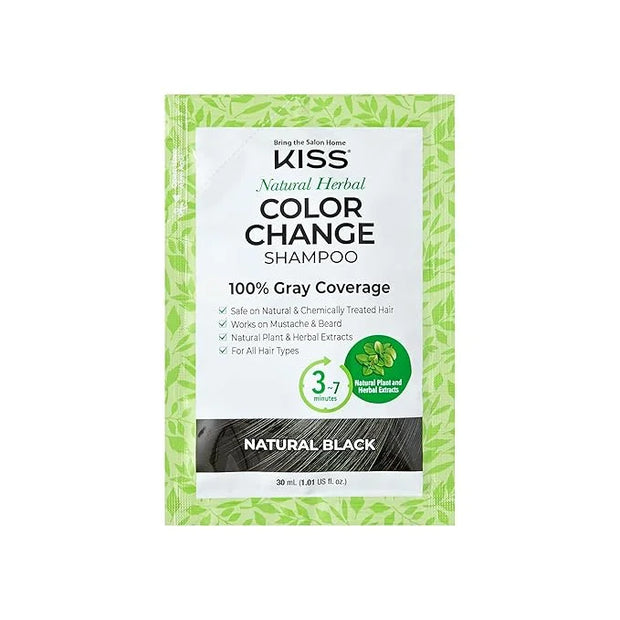KISS Color Change Permanent Shampoo Dye, 100% Gray Coverage, Natural Plant & Herbal Extracts, All Hair Types, Moustache & ...