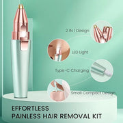 Hatteker Eyebrow Facial Trimmer, 2 in1 Rechargeable Hair Removal and Eyebrow Shaver - Face Lips Body Painless Razor with B...