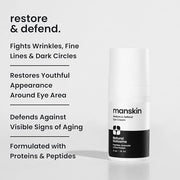 Man Skin Eye Cream for Men - Restore & Defend Anti Aging Eye Cream with Peptides, Avocado Oil and Rice Proteins - Product ...