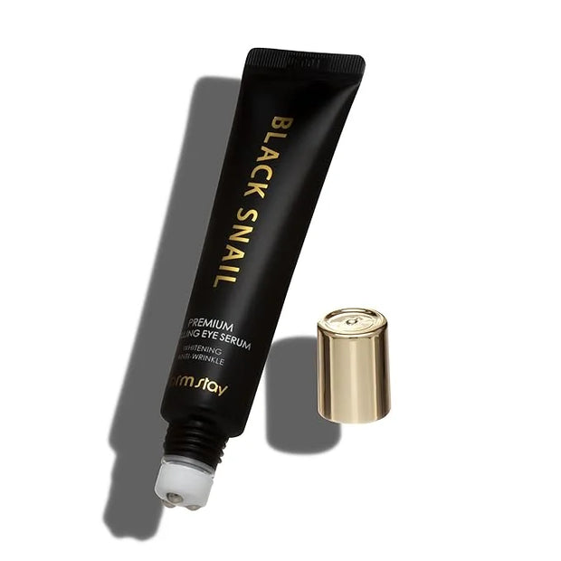 Farmstay Black Snail Premium Rolling Eye Serum - Eye Serum for Dark Circles and Puffiness - Snail Mucin for Improved Colla...