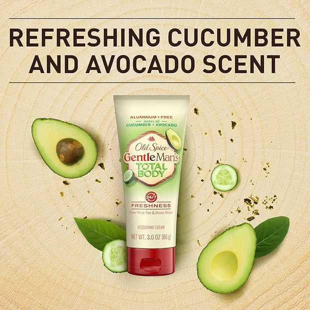 Old Spice Whole Body Deodorant for Men, Total Body Deodorant, Cucumber + Avocado, Aluminum Free Deodorant Cream for 24/7 F...