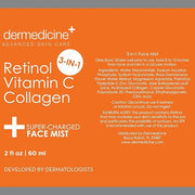 3 in 1 Super-Charged Anti-Aging Face Mist w/Retinol, Vitamin C + Collagen | Hydrates, Refreshes & Brightens for a More Glo...