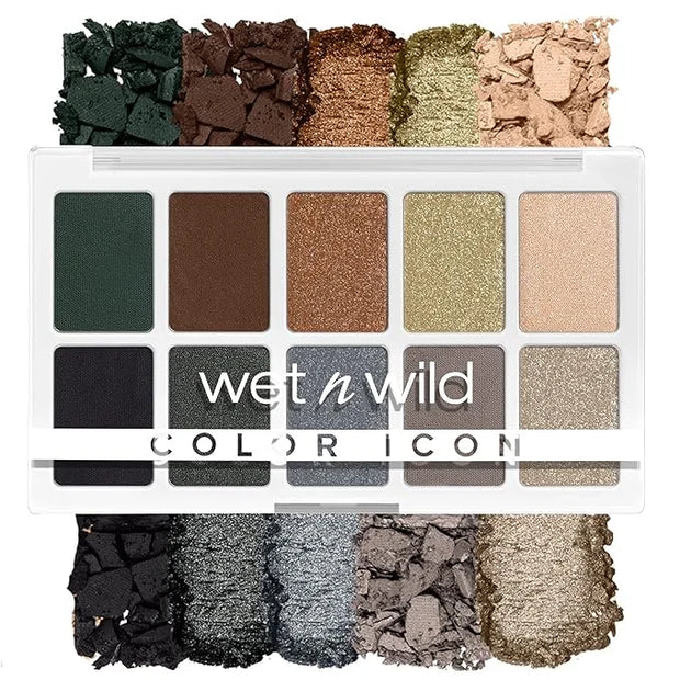 wet n wild Color Icon 10-Pan Eyeshadow Makeup Palette, Blue Lights Off, Long Lasting, Shimmer, Metallic, Glittery, Matte, ...