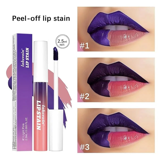 3Pcs Peel-Off Lip Tint Set - Tattoo Lip Stain Kit in 3 Vibrant Colors, Long-Lasting Matte Finish, Moisturizing Peel-Off Li...