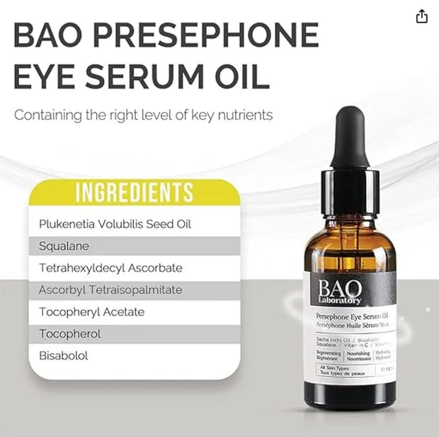 Persephone Eye Serum Oil (15 ML) | Sacha Inchi Oil, Bisabolol and Vitamin C & E | Eye Serum for Wrinkles, Finelines and Da...