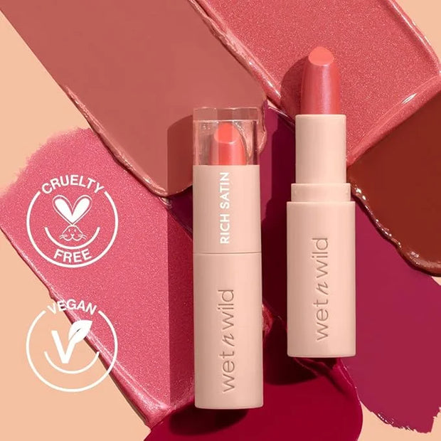 wet n wild Mega Last Rich Satin Lip Color, Rich Creamy Color with Satin Finish, Infused with Vitamin E & Moisturizing Arga...