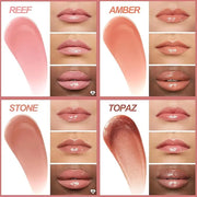4 Pcs Hydrating Lip Gloss, REEF/AMBER/STONE/TOPAZ High Moisturizing Oil Tint with Hyaluronic Acid, High Shine for Plumper ...