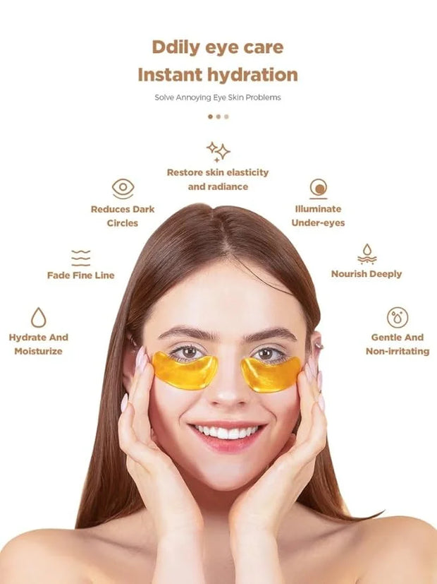 Under Eye Patches, 20 Pairs 24K Gold Eye Patches For Puffy Eyes, Under eye Bags, Wrinkles, Nourish Skin, Eye Masks With Co...