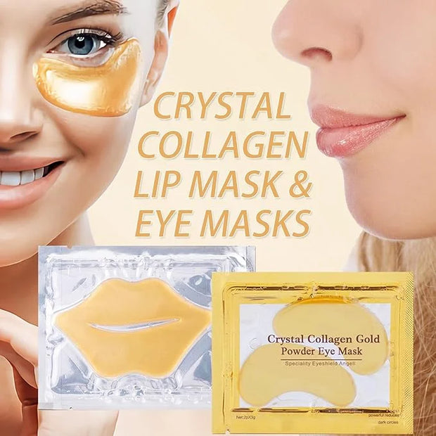 30 Pairs Lip Masks & Eye Mask, 24K Under Eye Masks and Collagen Crystal Gel Lip Mask, Under Eye Patches for Puffy Eyes, Da...