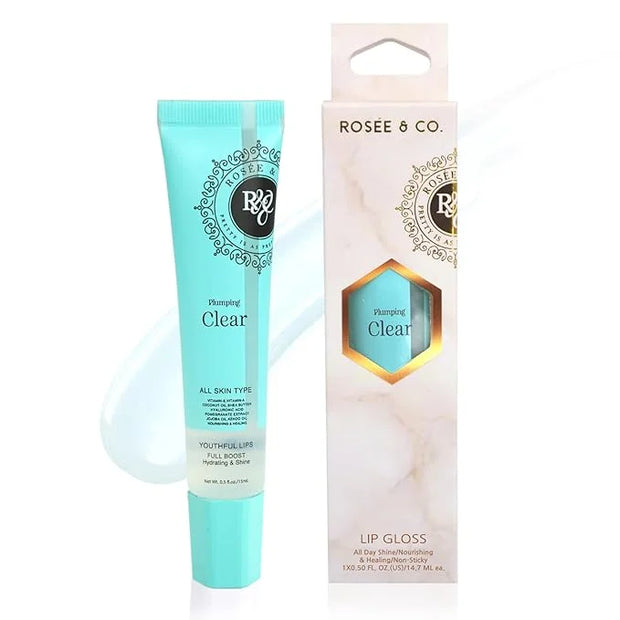 ROSÉE & CO Rosee Lip Gloss Vegan & Cruelty Free Treatment, Professional Make up, Long Lasting Glossy with Shea Butter, Moi...
