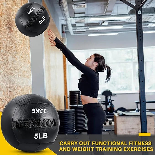 3 Pcs Soft Wall Ball Medicine Ball Set 5, 10 10 and 15 Lbs - Product Image