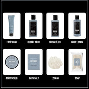 Gift Baskets for Men Body Wash Set Body & Earth Leathers Mens Bath Set with Body Lotion, Face Wash, Shower Gel, Bubble Bat...