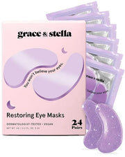 grace & stella Under Eye Patches for Puffy Eyes and Dark Circles (Retinol, 24 Pairs) Restoring Gel Under Eye Masks with Hy...